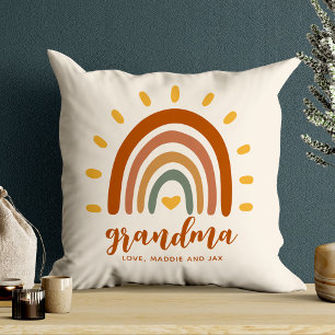 Almofada Vovó Personalizada Boho Terra Tom Arco-Íris Sol