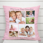 Almofada Vovó Te Ama Foto Rosa<br><div class="desc">Celebre a vovó com este travesseiro de colagem multifoto personalizado. Você pode personalizar com seis fotos familiares de netos, familiares, animais de estimação, etc., personalizar a expressão para "Eu te amo" ou "Nós te amamos", e se ela é chamada de "vovó", "vovó", "mamã", etc., e adicionar os nomes de netos...</div>