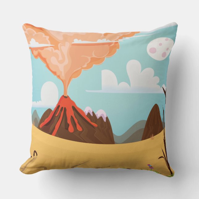 Almofada Vulcão de Erupção de Cartoon (Frente)