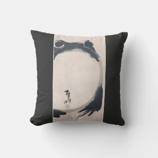 Almofada Wabi Sabi Grumpy Frog by Hoji Japanese Sumi-e クッ