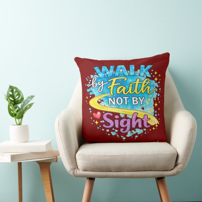 Almofada Walk by Faith Not by Sight Inspirational Throw Pil (Cadeira)
