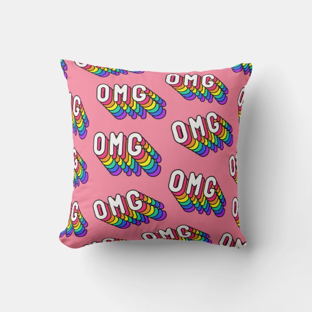 Almofada Wallpaper de Comic Pink do Quirky OMG (Frente)
