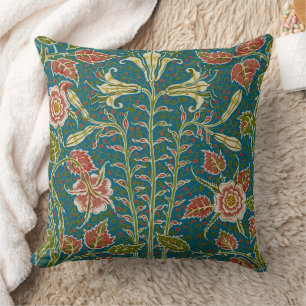 Almofada Walter Crane Antiga Floral de Lírio e Rosa