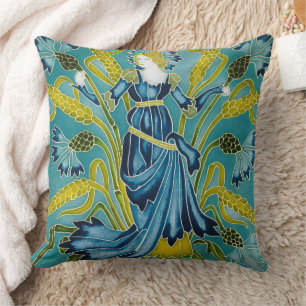 Almofada Walter Crane Cornflower Azul Artes e Ofícios