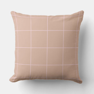 Almofada Warm Beige Grid Pattern Minimal Soft Check Design
