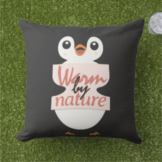 Almofada Warm by nature: Adorable Penguin with Playful Text