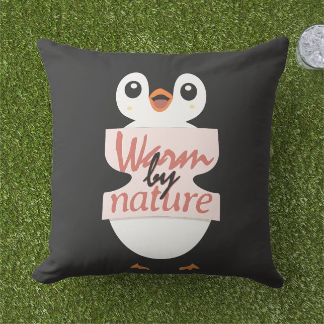 Almofada Warm by nature: Adorable Penguin with Playful Text (Grama)
