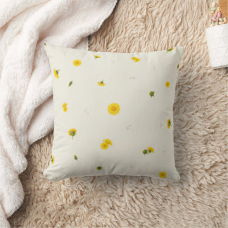 Almofada Warm Ivory Japanese Dandelion Floral Pattern