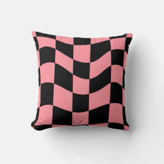 Almofada Warped Checkerboard Throw Pillow - Trippy Colorful
