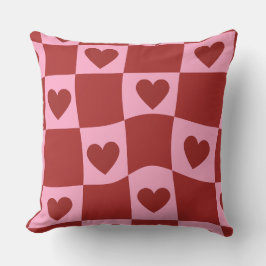 Almofada Warped Crimson Pink Checkerboard Pillow