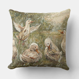 Almofada Water Play Whimsical Farmhouse Duck Family Pond