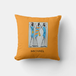 Almofada Watercolor, African Art, Maasai Warriors