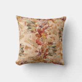 Almofada Watercolor Autumn Floral Book Lover