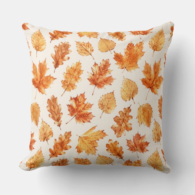 Almofada Watercolor Autumn Leaves Pillow (Frente)