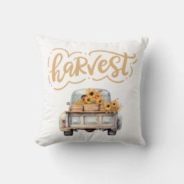 Almofada Watercolor Autumn Pumpkins, Vintage Harvest Truck