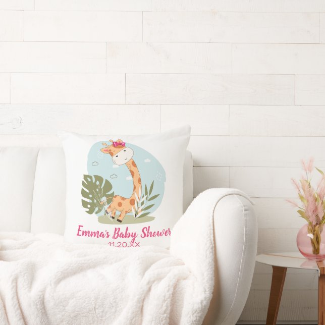 Almofada Watercolor Baby Giraffe, Safari Animal Birday (Sofá)