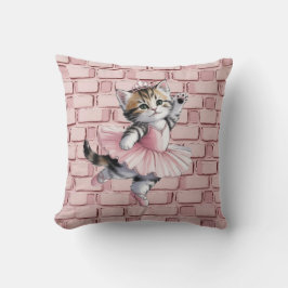 Almofada Watercolor Ballerina Kitten Girl Birthday Party 