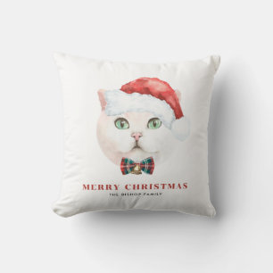 Almofada Watercolor British Shorthair Cat Feliz Natal