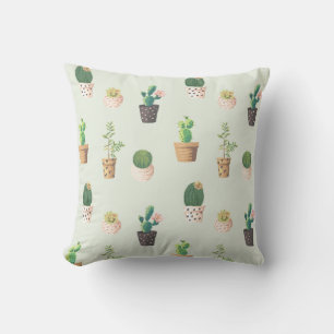 Almofada Watercolor Cactus Pattern Mint Green