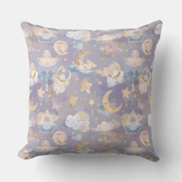 Almofada Watercolor Celestial Nursery Pillow | Pastel Moons