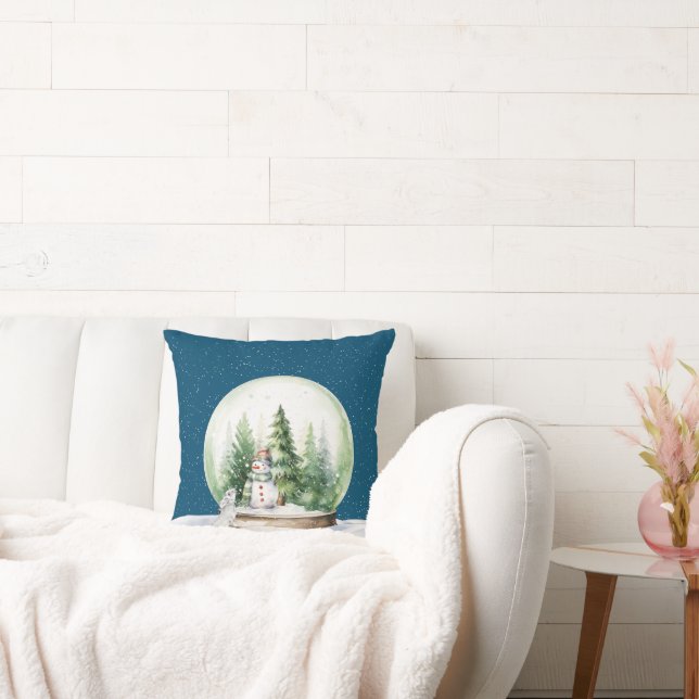 Almofada Watercolor Christmas Bunny e Snowman (Sofá)