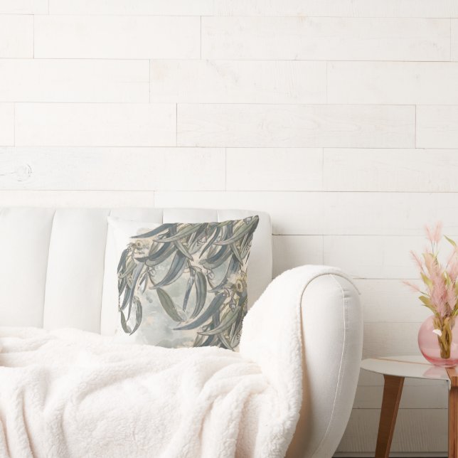 Almofada Watercolor Eucalyptus deixa verde (Sofá)
