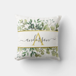 Almofada Watercolor Eucalyptus & Greenery | Monograma