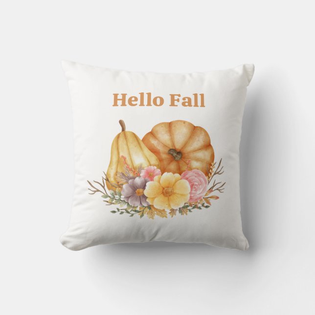 Almofada Watercolor Fall Pumpkins Farmhouse Boho (Frente)