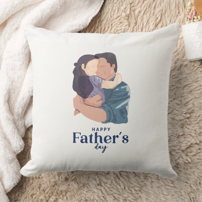 Almofada Watercolor Father Daughter Embrace Illustration (Cobertor)