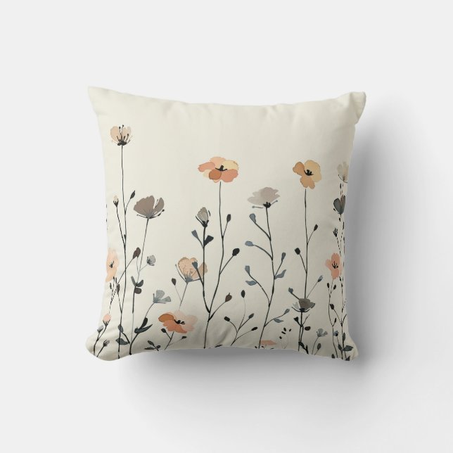 Almofada Watercolor Flores Selvagens Elegância Rústica Botâ (Frente)