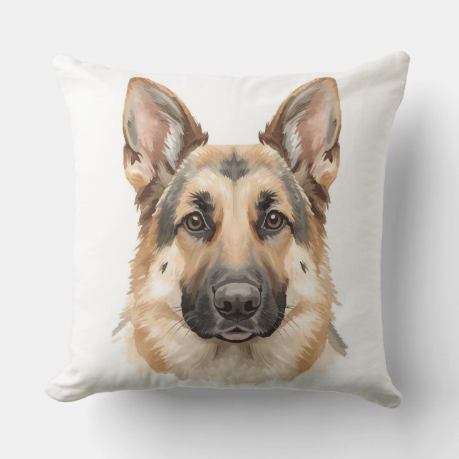 Almofada Watercolor German Shepherd Face Decorative (Frente)