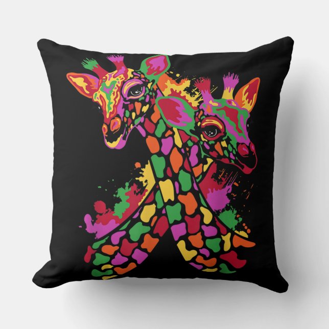 Almofada Watercolor Giraffe Lover Funny Giraffe Impressão (Frente)