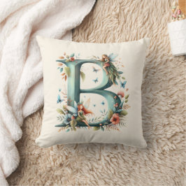 Almofada Watercolor Greenery Fairies Monograma - Letra B