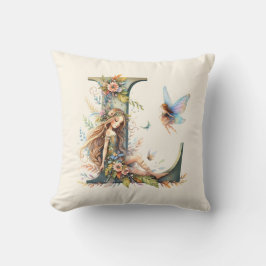 Almofada Watercolor Greenery Fairies Monograma - Letra L