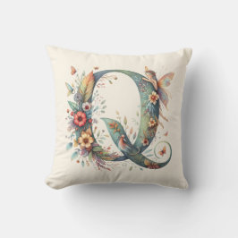 Almofada Watercolor Greenery Fairies Monograma - Letra Q
