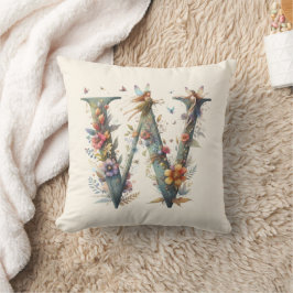 Almofada Watercolor Greenery Fairies Monograma - Letra W