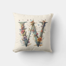 Almofada Watercolor Greenery Fairies Monograma - Letra W