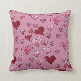Almofada Watercolor Heart in Love Dia de os namorados