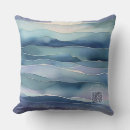 Almofada Watercolor Indigo Ocean Moon Nursery Pillow