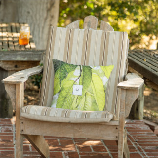Almofada Watercolor leaves pattern monogrammed outdoor
