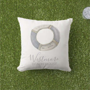 Almofada Watercolor Life Preserver Beach House