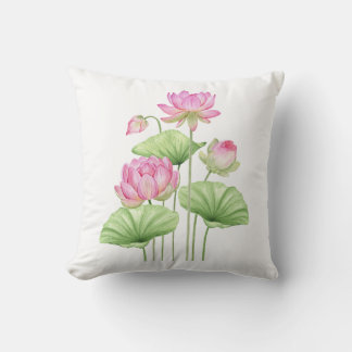 Almofada  Watercolor Lotus Aesthetic Throw Pillow Covers 