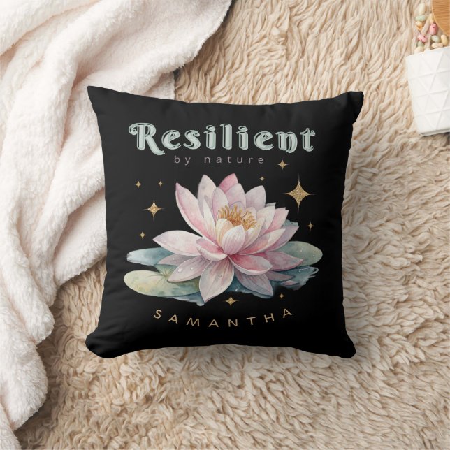 Almofada watercolor lotus flower motivational personalized (Cobertor)