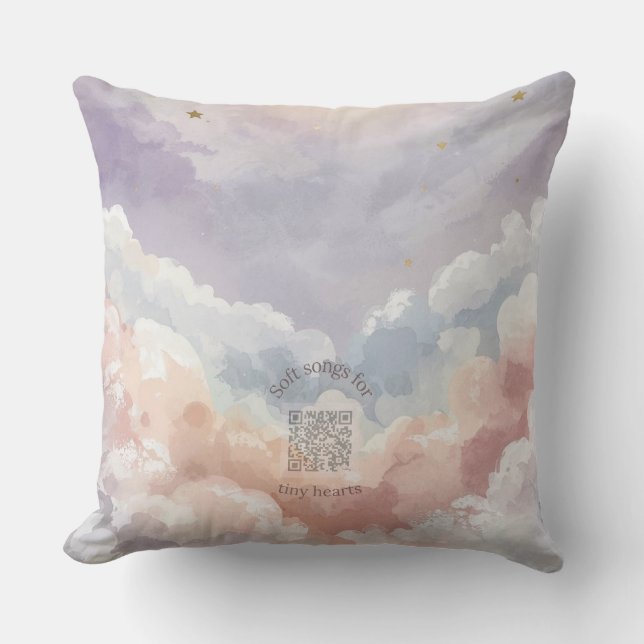 Almofada Watercolor Moon & Cloud Nursery Pillow | Music (Frente)