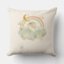 Almofada Watercolor Moon & Rainbow Nursery Pillow | Mint