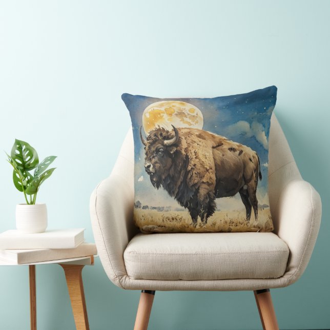Almofada Watercolor Moonlit Bison (Cadeira)
