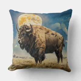 Almofada Watercolor Moonlit Bison