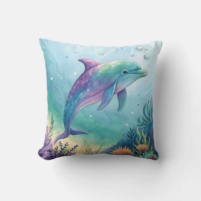 Almofada Watercolor painted dolphin (Frente)