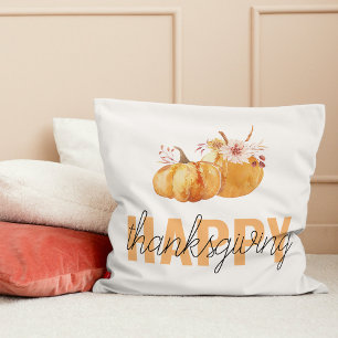 Almofada Watercolor Pumpkins & Orange Happy Ação de Graças