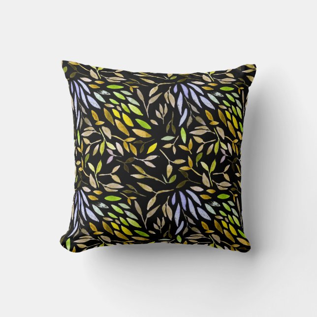 Almofada Watercolor seamless pattern with colorful leaves.  (Frente)